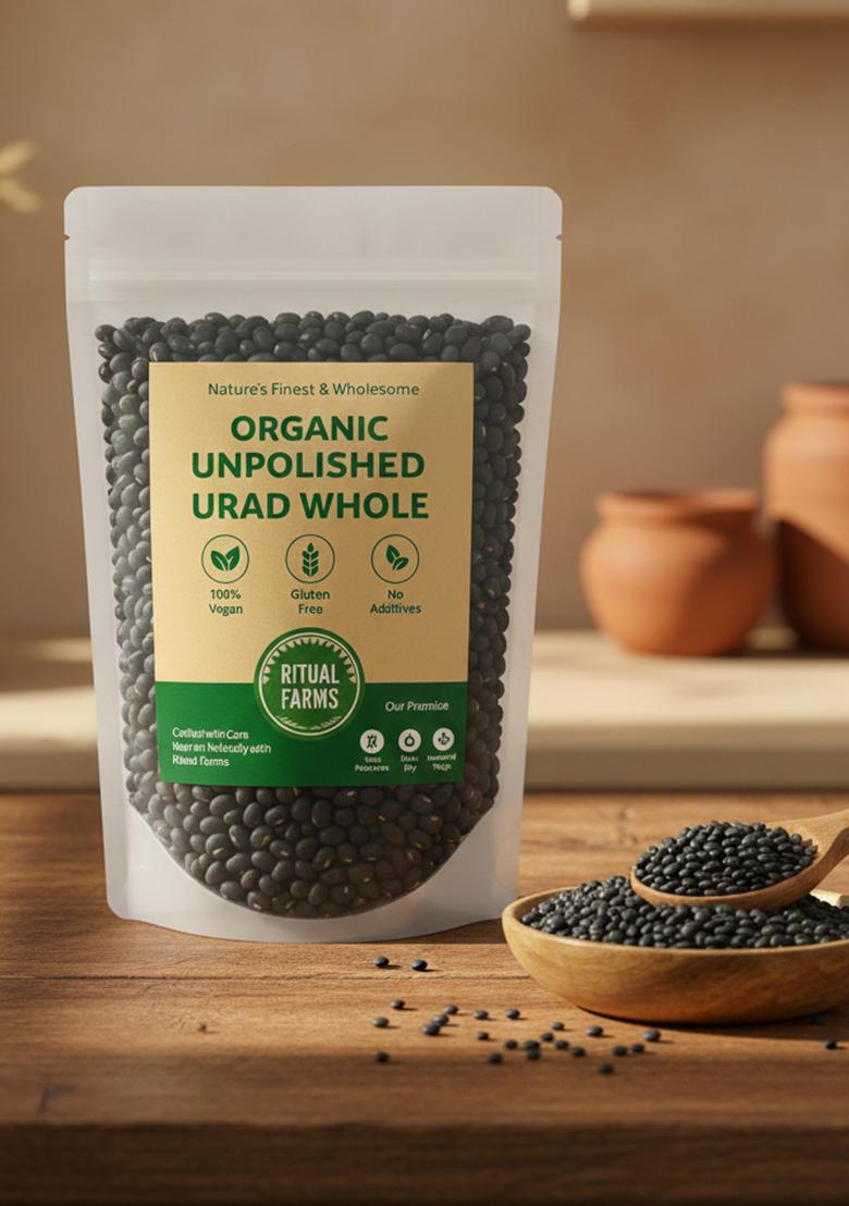 Ritual Farms Natural Unpolished Urad Whole | Black Gram Lentils Indian Pulses For Cooking And Daily Use Ideal Preparing Vegetarian Dishes (1Kg)