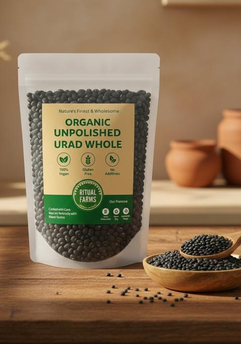 Ritual Farms Natural Unpolished Urad Whole | Black Gram Lentils Indian Pulses For Cooking And Daily Use Ideal Preparing Vegetarian Dishes (1Kg)