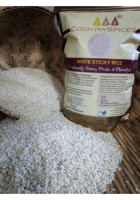 Countryspices White Sticky Rice | 1 Kg Traditional Variety Of That Is Low On Calories, Cholesterol, And Fat.
