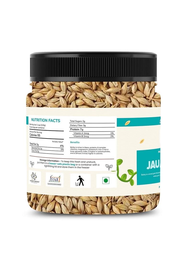 Hungry Harvest Jau Sabut (Barley Whole Grain)| With Fibre, Vitamins & Minerals| For Weight Loss Improves Digestion| Jar Pack| Raw Barley Seeds (Jau) | (300 Grams (Pack Of 1 300 Grams))