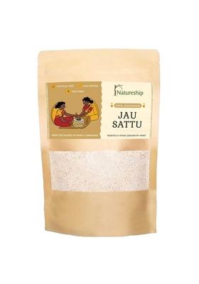 Natureship Jau Sattu Flour (Barley Sattu), 500G | Handmade Indian Superfood Roasted And Stone-Ground By Hand (45–60 Rotations/Hour) High Protein Powder Fibre Perfect For Healthy Drinks, Parathas & Snacks From Bihar Jharkhand
