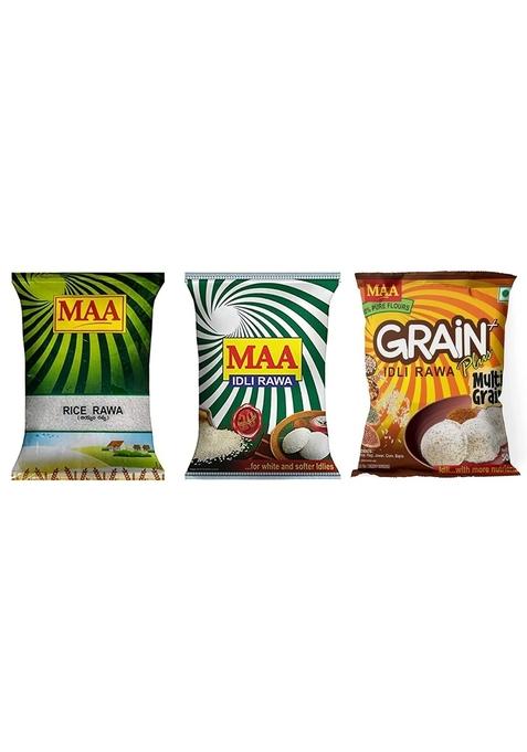 Maa Combo Of Multi Grain Plus Idly Rawa, Rawa & Rice Each 1Kg