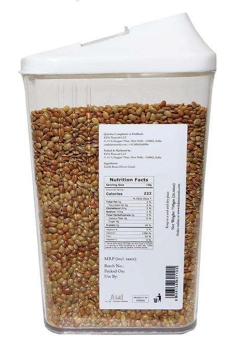 Kda Kulthi Beans (Kulthi Dal) | Horse Gram Most Protein-Rich Lentil Handpicked & Unpolished Free Easy Flow Container, 750G