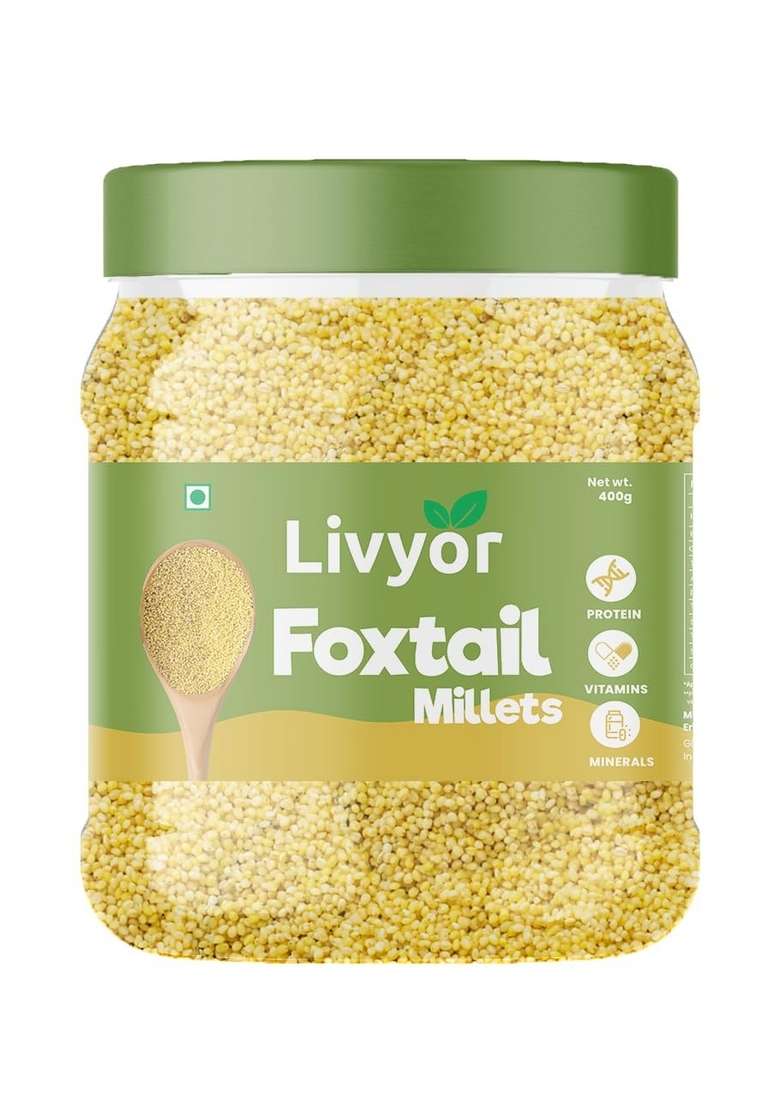 Livyor Foxtail Millets Whole Grain - 400Gm | Cooks In 15-20 Minutes Rice Replacement High Fibre Unpolished Gluten Free Low Gi Kangni/Kakum/Navani/Korralu/Korra/Thinai Pack Of 1 - Indya