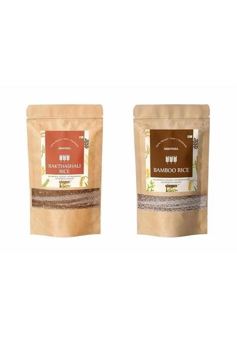 Aranyaka Wholesome And Nutrients Dense Combo | Rakthashali Raw Rice Wild Bamboo |1 Kg Each Red Diabetic Friendly Unpolished 2Kg In Total