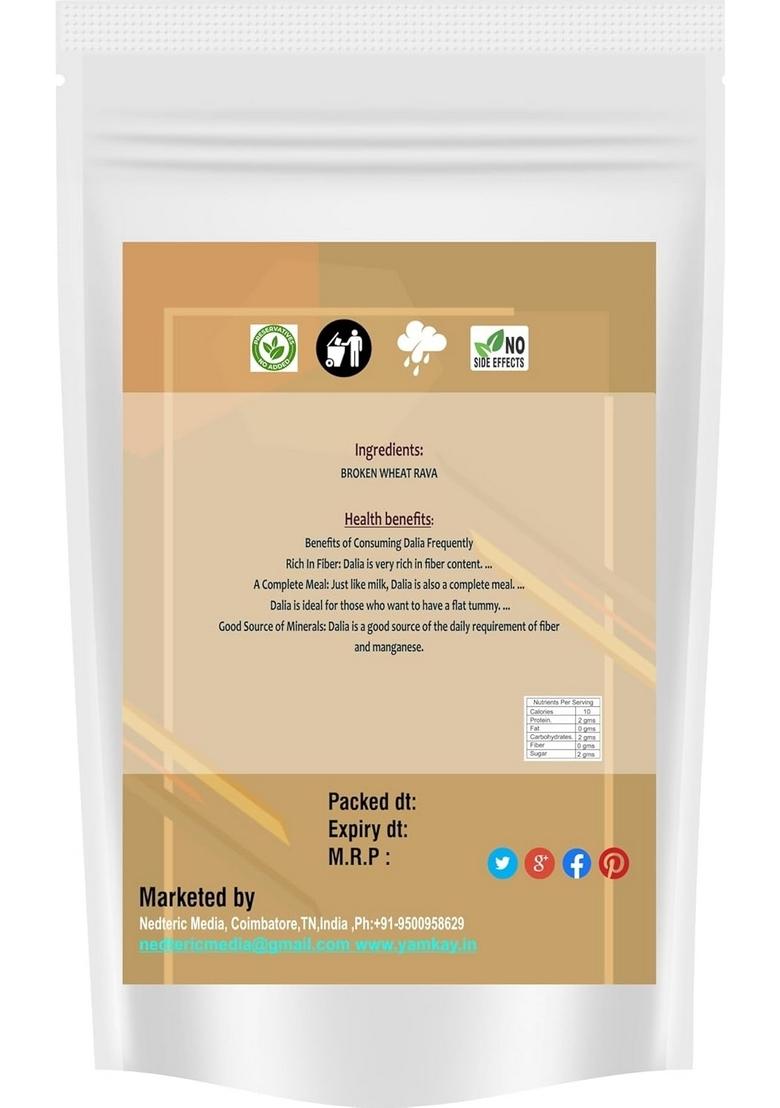 Yamkay Organic Daliya, Broken Wheat Rava, 500G