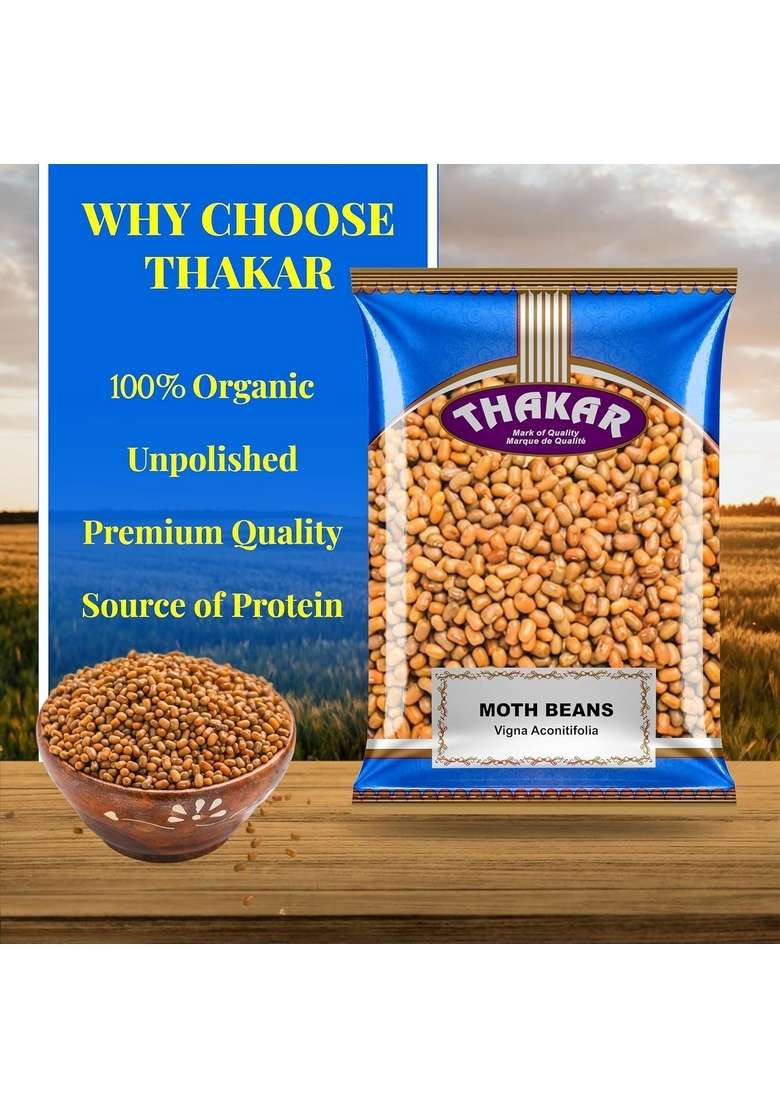 Thakar Unpolished Moth Beans 1Kg | Matki 100% Natural & High Protein Fiber Ideal For Sprouts, Curry, Misal Khichdi Vegan Gluten Free Indian Pulses. - Indya