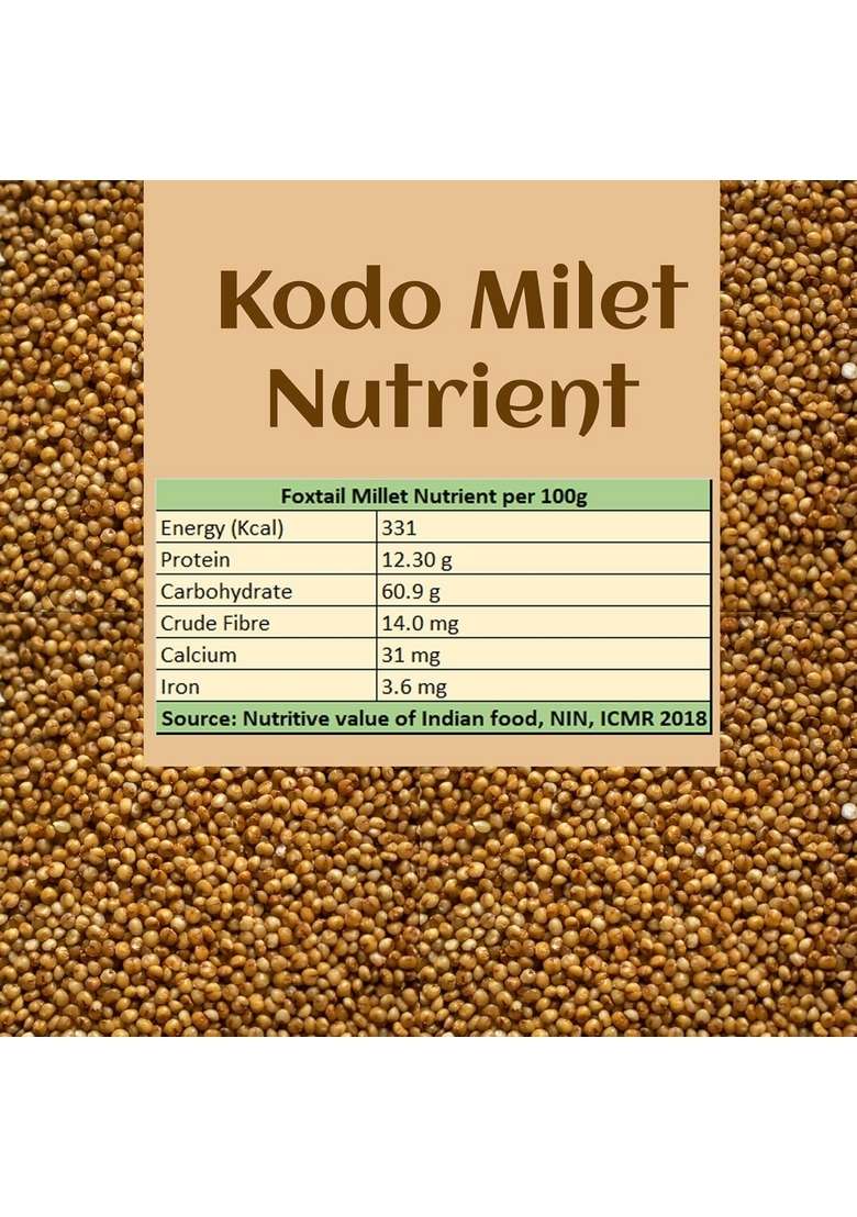 Trinath Organic Kodo Millet 500G | Gluten-Free Superfood Kodra Koden Varg Harka Arikelu Arika Koovaragu Whole Grain For Weight Loss & Diabetics High Fiber Protein Non-Gmo 100% More Fibre Than Rice Sree Anna Try Millets - Indya