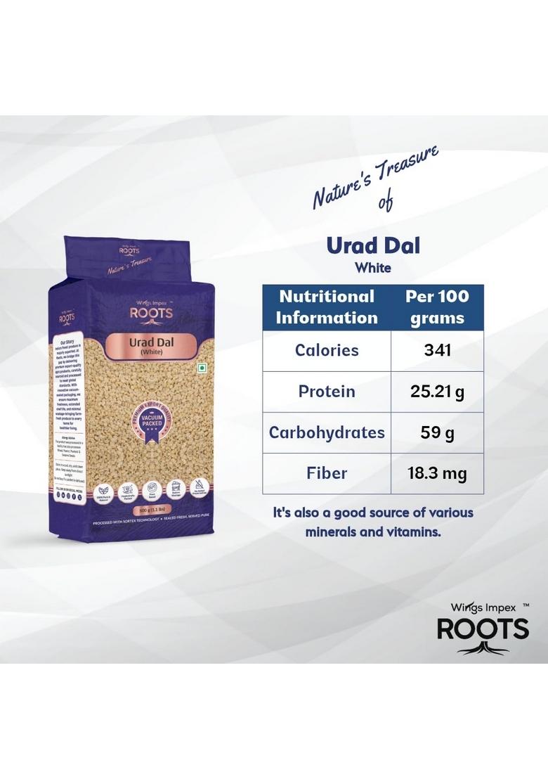 Wings Impex Roots Urad Dal White 500 Gram | Premium Unpolished Split Lentils Protein & Fiber Rich Hygienically Packed Vacuum