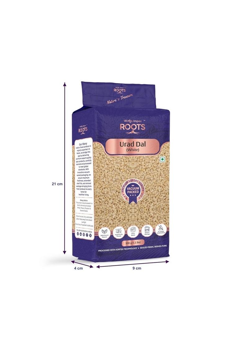 Wings Impex Roots Urad Dal White 500 Gram | Premium Unpolished Split Lentils Protein & Fiber Rich Hygienically Packed Vacuum