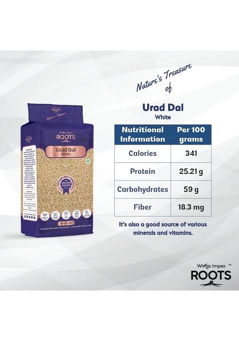 Wings Impex Roots Urad Dal White 500 Gram | Premium Unpolished Split Lentils Protein & Fiber Rich Hygienically Packed Vacuum