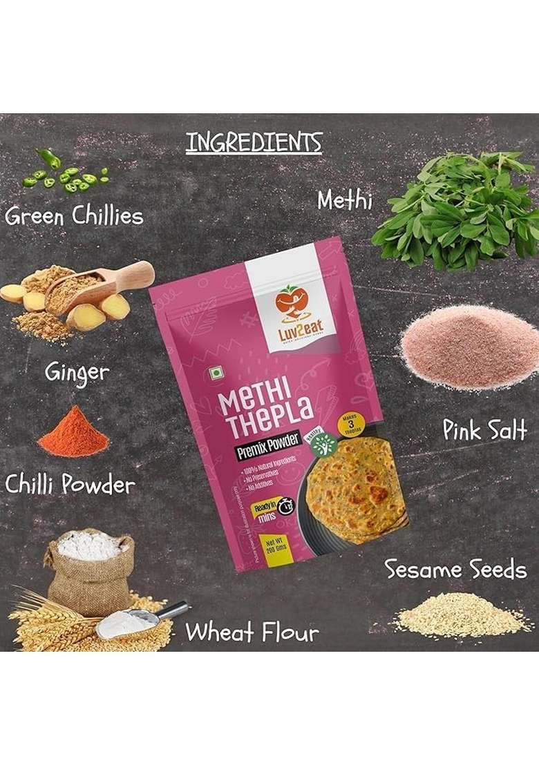 Luv2Eat ® Methi Palak Thepla Combo 200G – Healthy Indian Flatbread Ready-To-Cook Homemade Taste - Indya