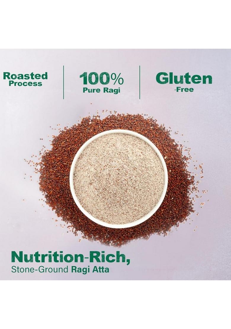 Millettree Roasted Ragi Atta/Flour | Chakki Ground Finger Millet Flour Gluten Free (450 G)- Nachni/Kelvaragu Atta-Natural Superfood