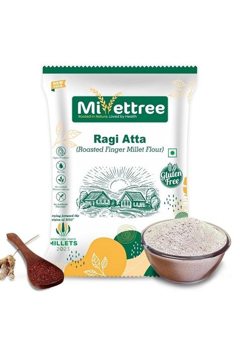 Millettree Roasted Ragi Atta/Flour | Chakki Ground Finger Millet Flour Gluten Free (450 G)- Nachni/Kelvaragu Atta-Natural Superfood