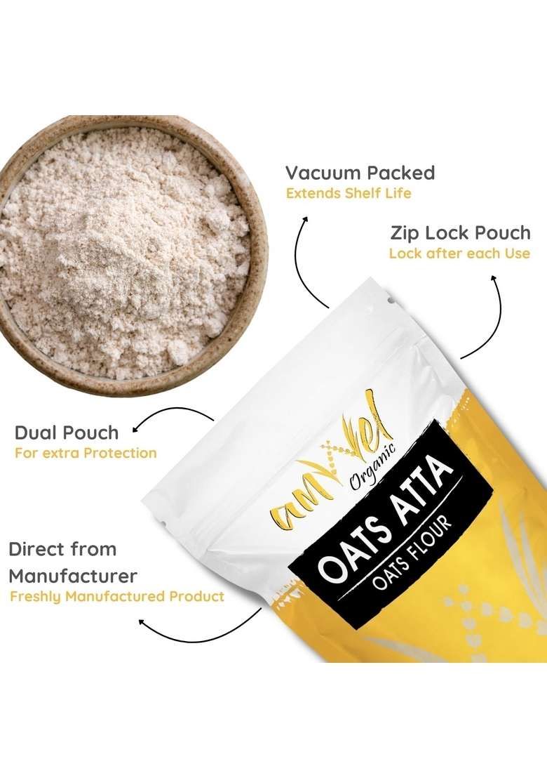 Amwel Organic Oats Flour 450G | Jawi Ka Atta High Dietary Fiber Good For Digestion Gut Health Manages Weight And Diabetic Friendly Low Gi Aata (Vacuum Packed) - Indya