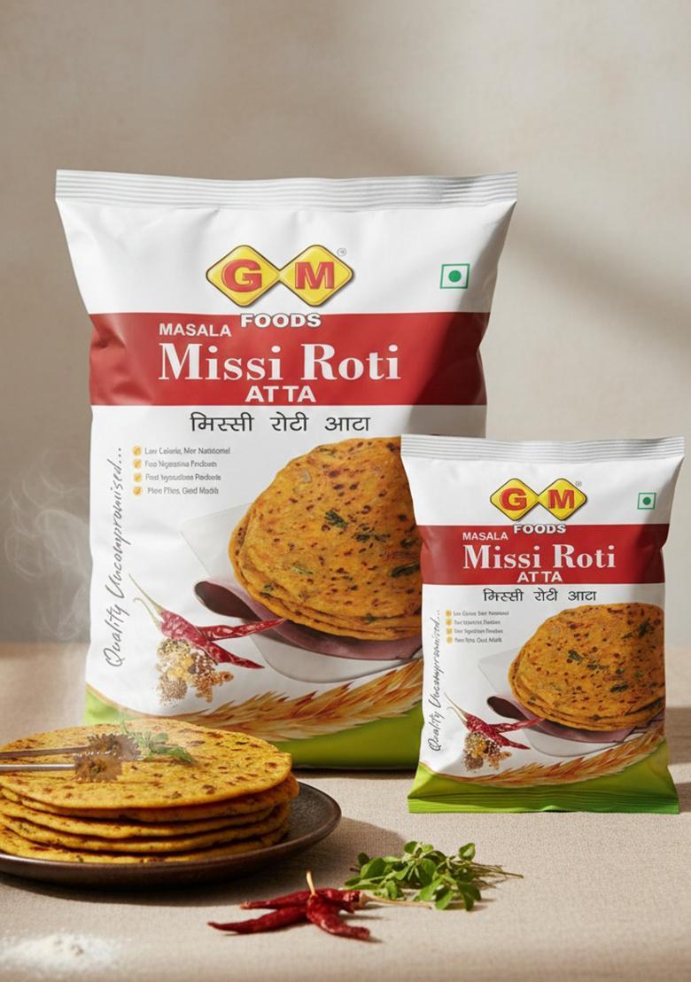 Gm Foods Masala Missi Roti Atta 1Kg (Pack Of 2) | Spiced With Indian Seeds & Herbs Rich In Protein, Vitamins, Minerals Micronutrients Healthy And Tasty No Artificial Colour Or Preservatives