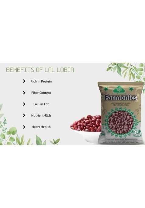 Farmonics Cowpea Red Lobia | Lal Lobiya Whole Eyed Cowpeas Premium Unpolished Pulses 1 Kg