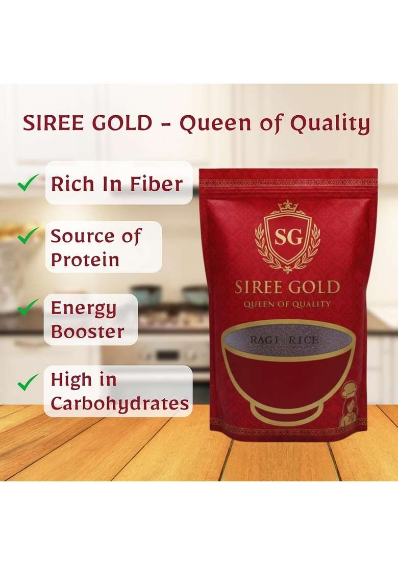 Siree Gold Premium Finger Millet (Ragi, Kezhvaragu) | 100% Natural, Unpolished, Gluten-Free & Calcium-Rich Traditional - 1Kg - Indya