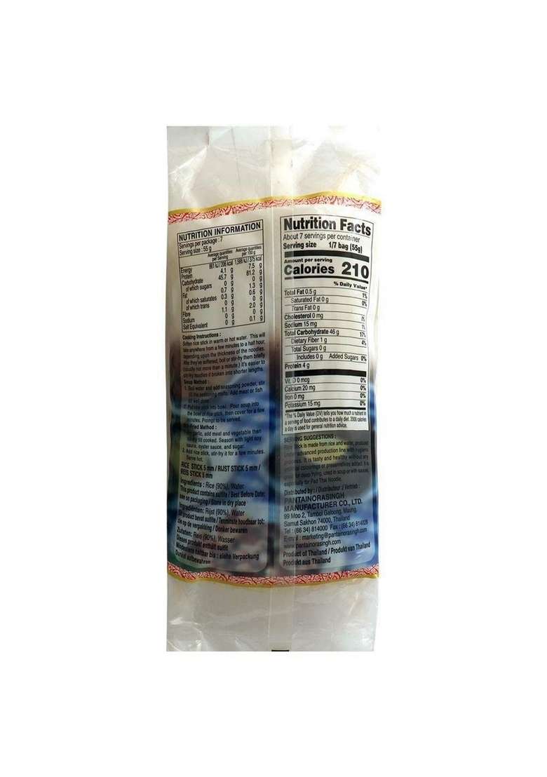 Pantai Norasingh Rice Stick 5Mm – Authentic Thai Noodles, 14.11 Oz ℮ 400 G - Indya