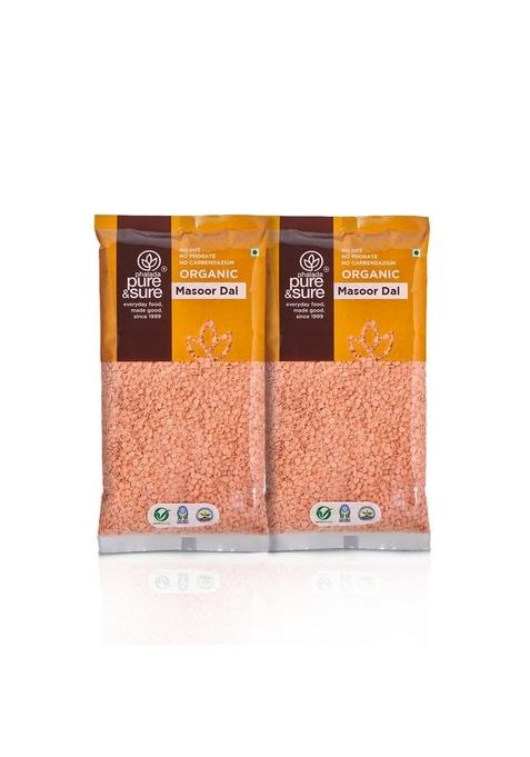 Phalada Pure & Sure Organic Malka Masoor Dal(Split) (1 Kg X Pack Of 2) |Unpolished |100% Vegan,Gluten-Free|Unadulterated No Preservatives