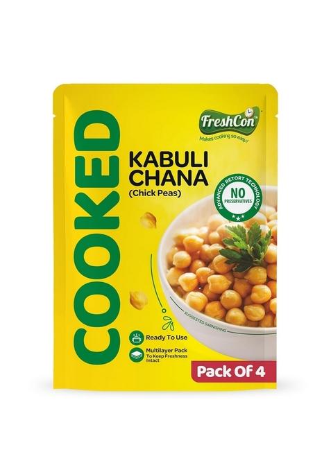 Freshcon Cooked Kabuli Chana | Boiled Ready To Eat Chickpeas Ideal For Indian Curry & Quick Salads, Chaat, Hummus Nutritious Healthy Food Chole/Kabuli 1Kg 250Gm Each Pack Of 4