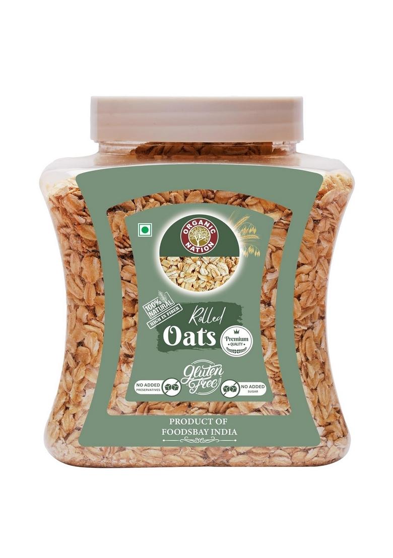 Organic Nation Rolled Oats 600G | Whole Grain High Protein & Fibre Gluten-Free Healthy Breakfast Ideal For Overnight Oats, Smoothies Baking Vegan Natural