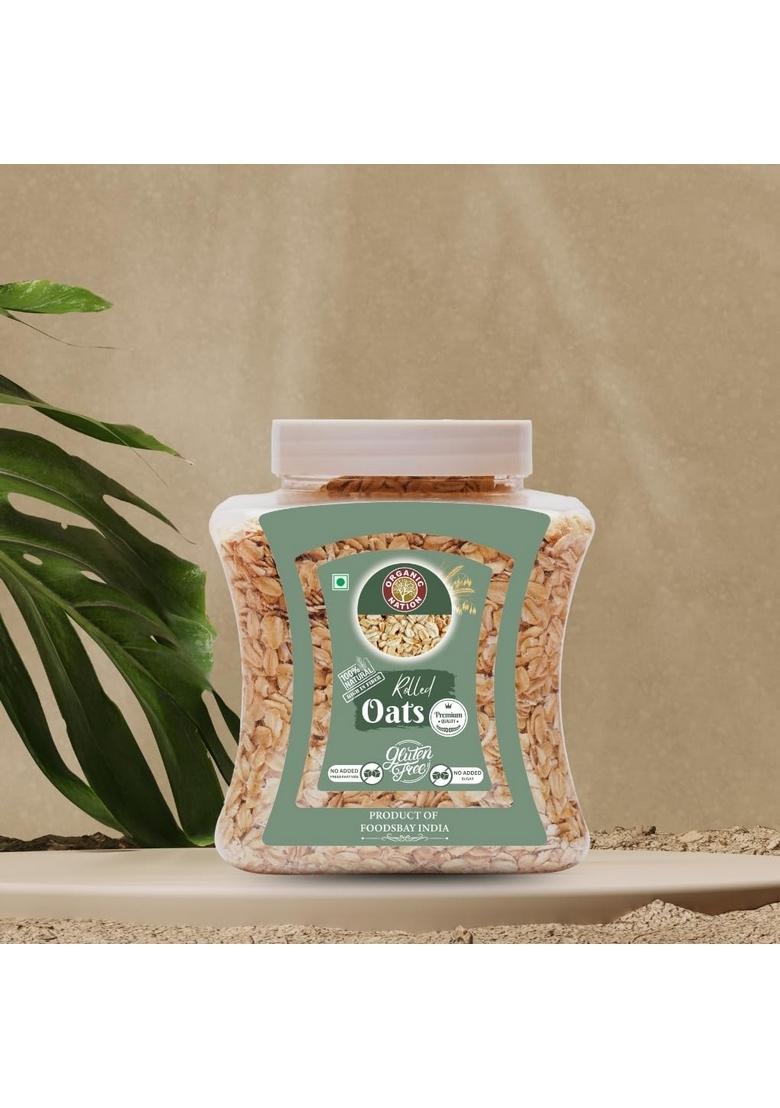 Organic Nation Rolled Oats 600G | Whole Grain High Protein & Fibre Gluten-Free Healthy Breakfast Ideal For Overnight Oats, Smoothies Baking Vegan Natural