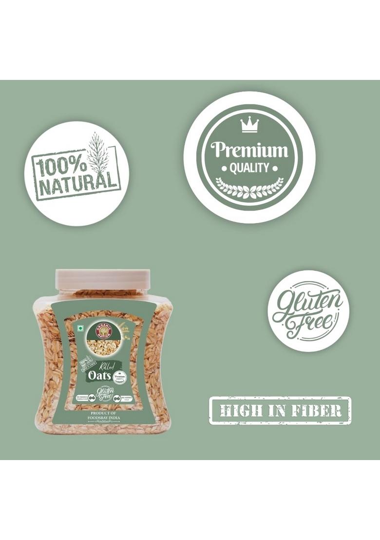 Organic Nation Rolled Oats 600G | Whole Grain High Protein & Fibre Gluten-Free Healthy Breakfast Ideal For Overnight Oats, Smoothies Baking Vegan Natural
