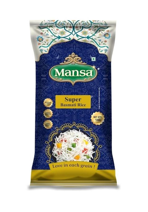 Mansa Super Basmati Rice 1Kg | Aged Long Grain Naturally Aromatic & Fluffy Ideal For Biryani, Pulao Daily Cooking Non-Sticky Hygienically Packed