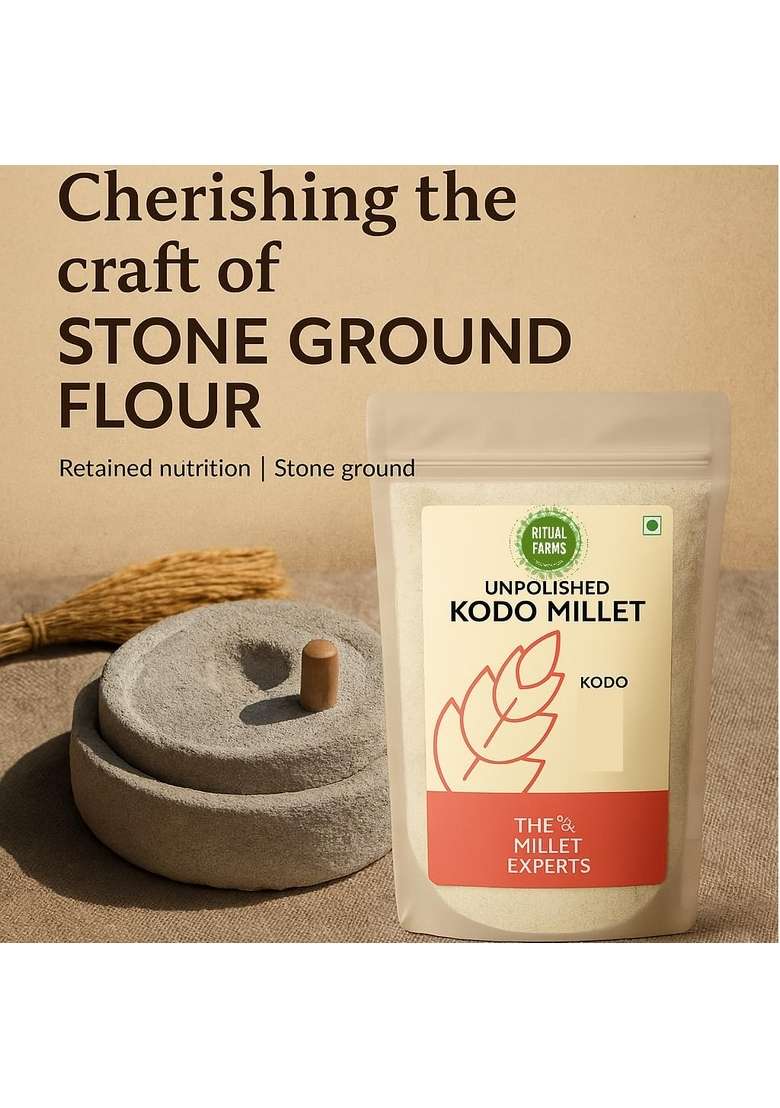 Ritual Farms Kodo Millet Flour 500G Pack – Finely Ground For Recipes And Kitchen Use (500Gm) - Indya