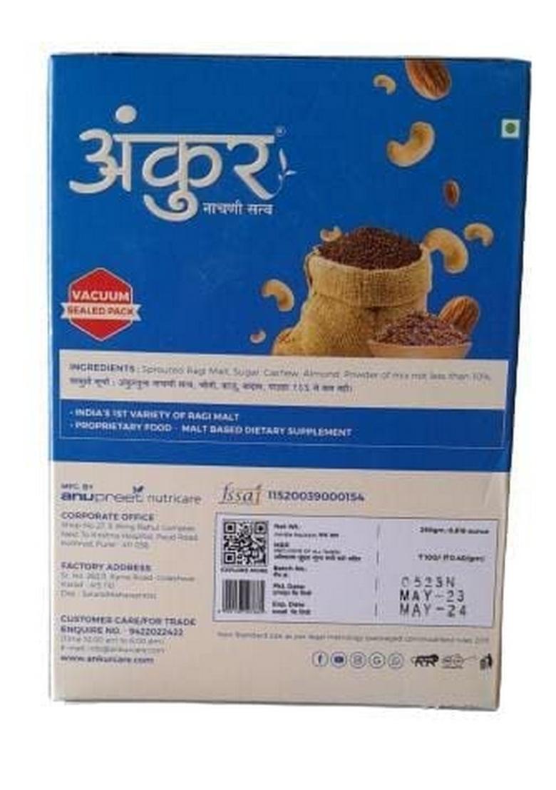 Ankur Kaju Badam Ragi Malt | Sprouted Ragi| Nachani Satva Cashews Almonds| All Natural |Gluten Free |Vaccum Packed 200 Gm