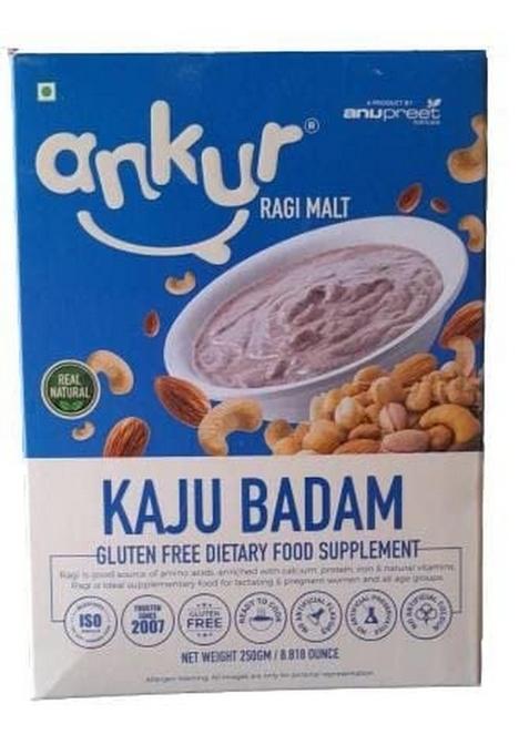 Ankur Kaju Badam Ragi Malt | Sprouted Ragi| Nachani Satva Cashews Almonds| All Natural |Gluten Free |Vaccum Packed 200 Gm