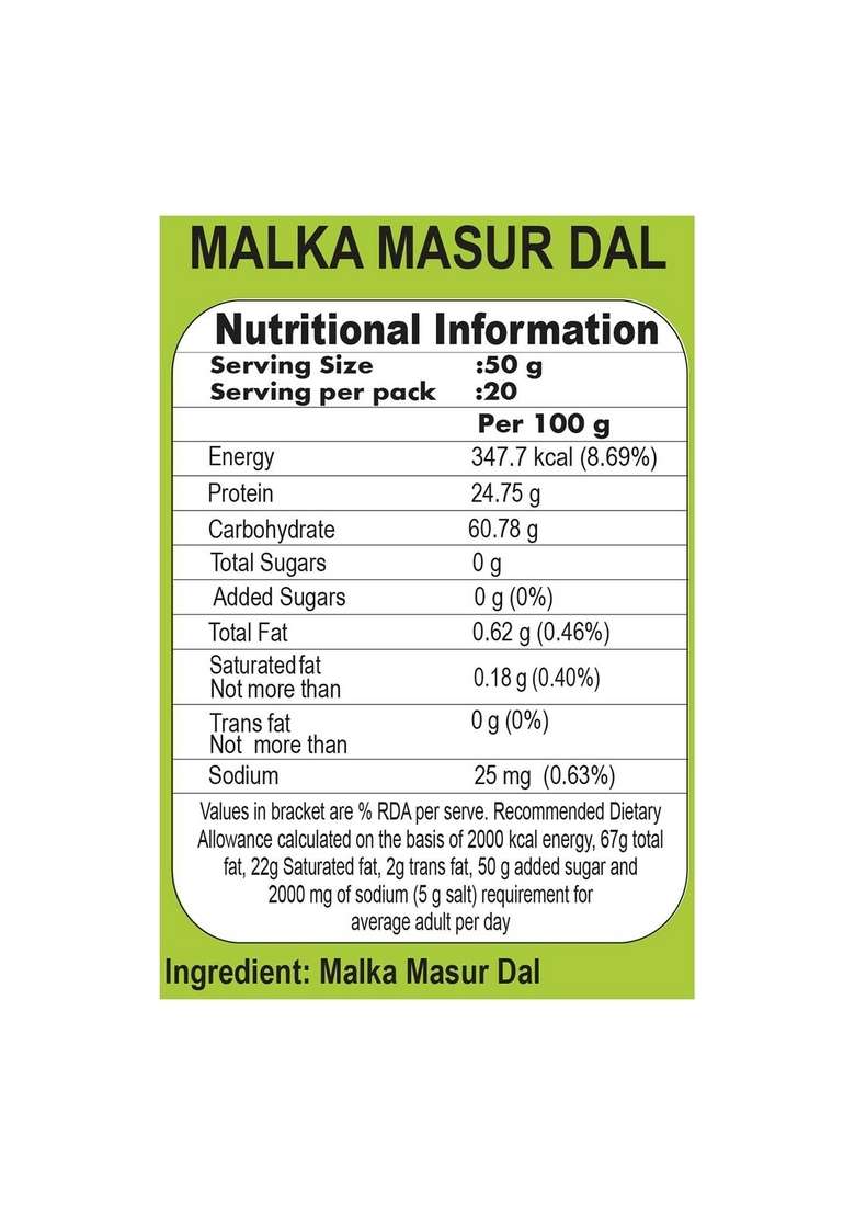 Patanjali Unpolished Malka Masoor Dal 1Kg, Nutrient Rich & Tasty, Source Of Protein, Retaining Natural Goodness - Indya
