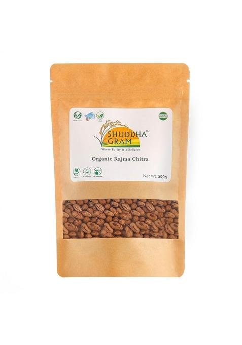 Shuddha Gram Organic Rajma Chitra (500G) | Rich In Protein Pesticide & Chemical-Free No Cholesterol Unpolished Gluten-Free Certified Kidney Beans