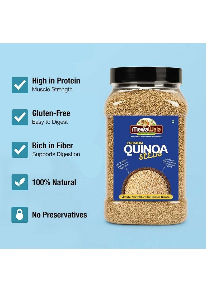Mewawala Premium Quinoa Seeds, 1 Kg, Gluten-Free, High In Protein And Fibre, 100% Natural - Indya