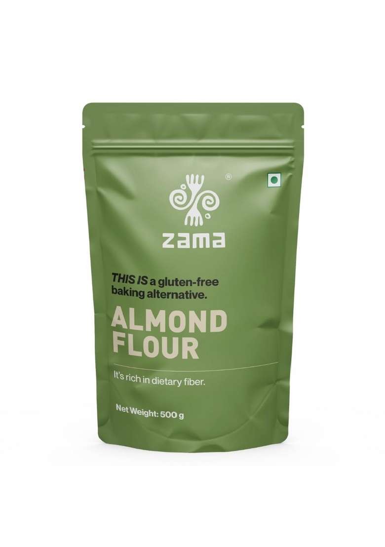 Zama Almond Flour 500 Gm | Badam Powder With Skin Ultra Low Gi Soy-Free And Gluten Free Nutty Subtly Sweet Rich In Antioxidants Non-Gmo No Added Preservatives - Indya
