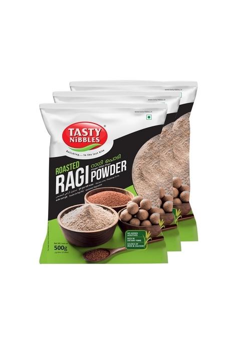 Tasty Nibbles Roasted Ragi Powder | Finger Millet Flour Madua Atta Nachni Atta| 100% Natural Nutrient-Rich Food [Pack Of 3]