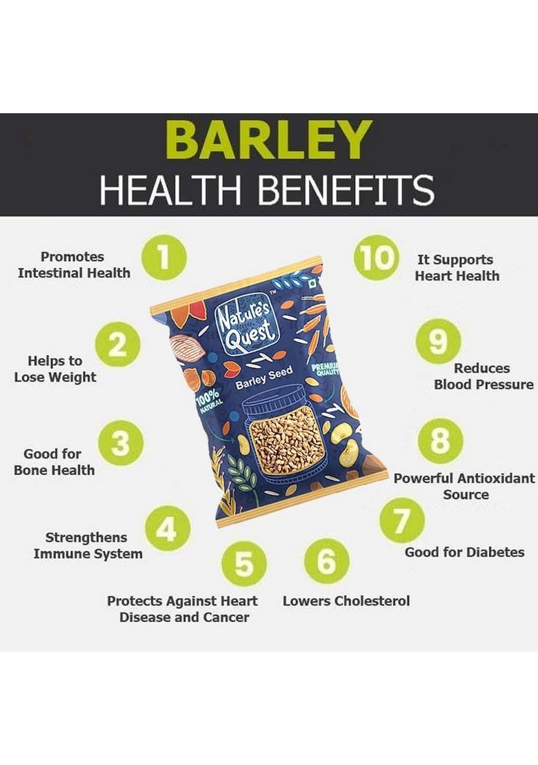 Nature'S Quest Organic Barley 900 Gms Jau Sabut Whole Grain Pearl Seed Fibre Rich 100% Natural & Vegan With Fibre, Vitamins Minerals Improves Digestion Heart Healthy