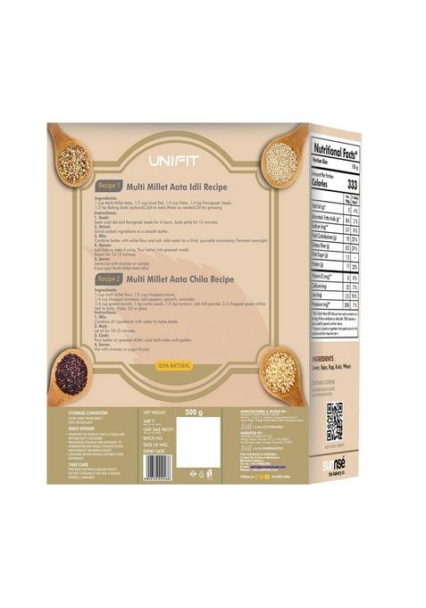 Unifit Protein-Rich Multigrain Atta | Multi Millet Mix – Jowar, Bajra, Ragi, Kodo & Wheat 500G (Pack Of 2) Diabetic-Friendly Supports Weight Management Healthy Flour Blend For Nutritious Meals Start Your Health Journey Today!