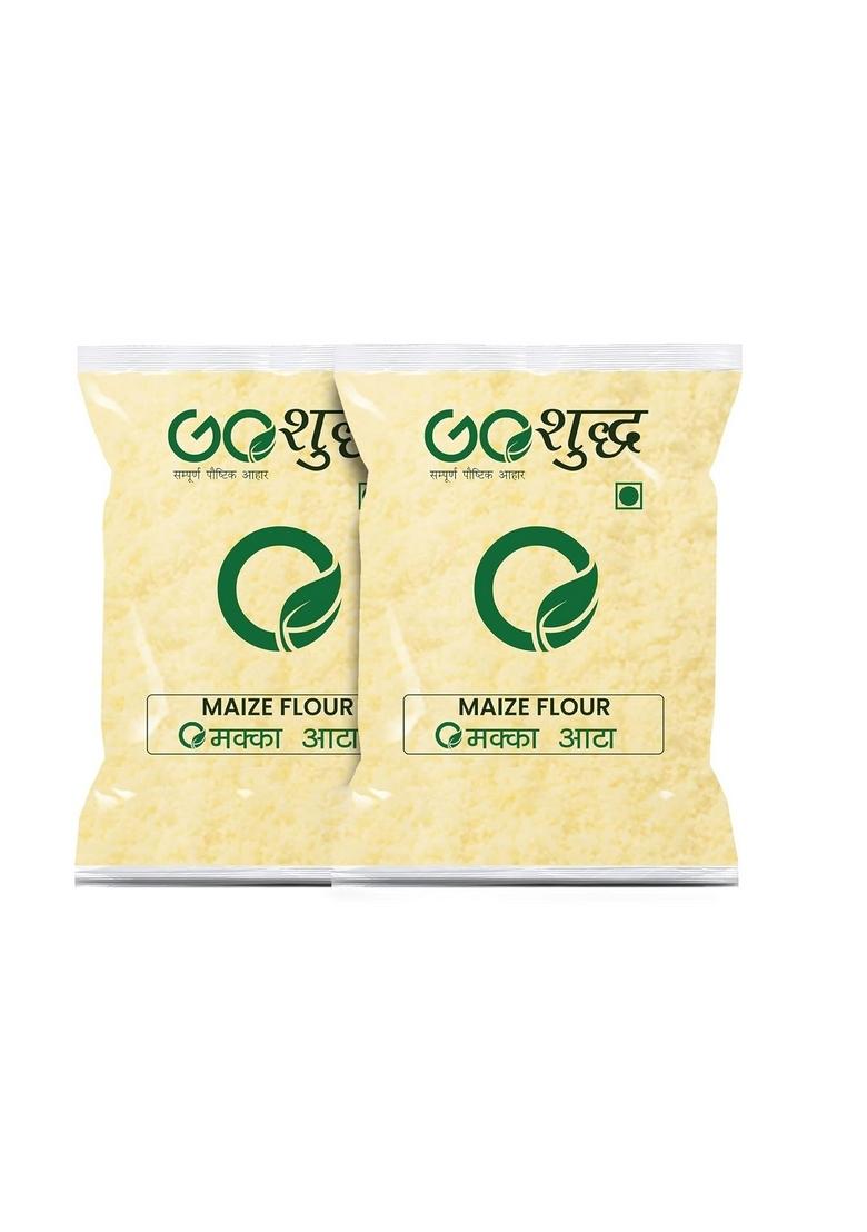 Goshudh Makka Atta (Maize/Corn Flour)| 1Kg Each (Pack Of 2)| Kitchen Essentials| Cereal Grain Flour| With High Fibre Content| Boosts Immunity, Skin & Hair Health