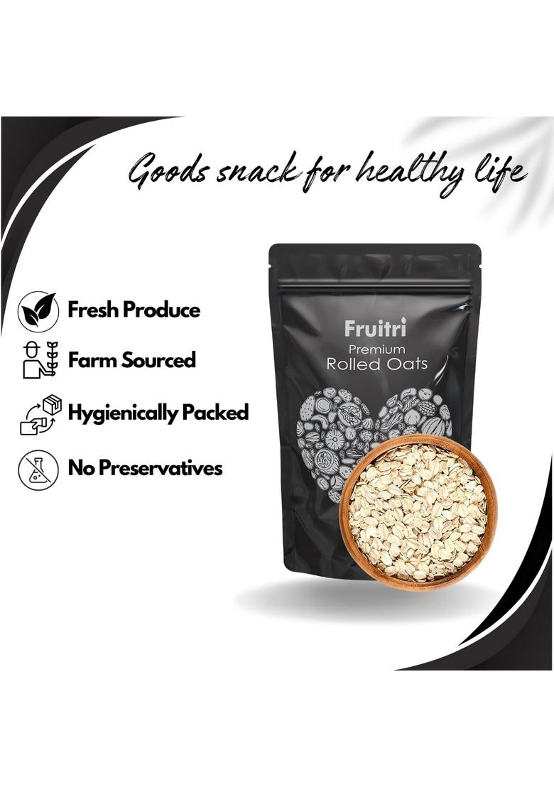 Fruitri Premium Rolled Oats 250G- Diet Food, Whole Grain, Breakfast Cereal (Plain, 250)