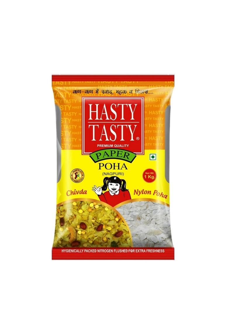 Hasty Tasty Paper Poha Flattened Rice 1 Kg, Thin Poha, Patla Used For Making Namkeen