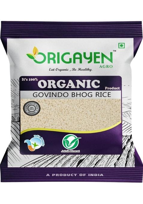 Origayen Agro Organic Govindo Bhog Rice 500G | 100% Natural & Aromatic Short-Grain Quality For Everyday Cooking Traditional Recipes Product Of India