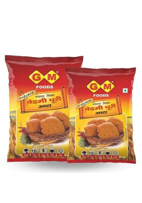 Gm Foods Bedmi Puri Atta Mix 400 Gram (Pack Of 2) | Ready To Cook Urad Dal & Wheat Flour Instant Masala For Authentic North Indian Breakfast Soft Crispy Poori