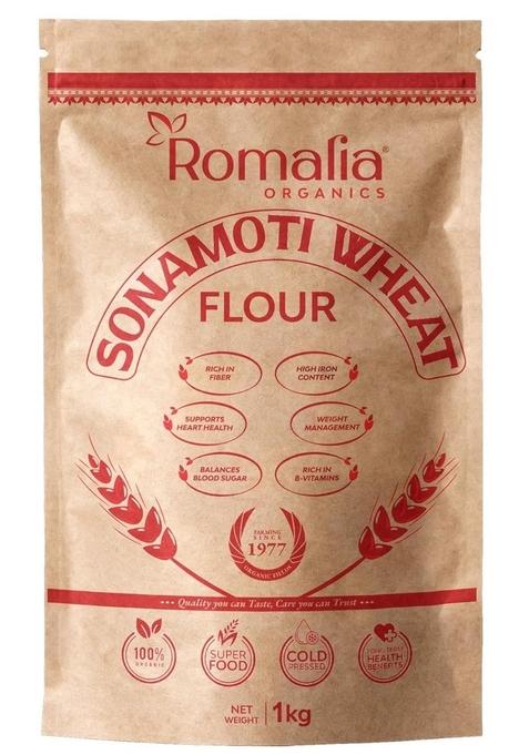 Romalia Ayurveda Sona Moti 100% Organic Whole Wheat Grain 1Kg | Cold-Pressed High In Fiber & Iron Natural Roti Baking No Pesticides