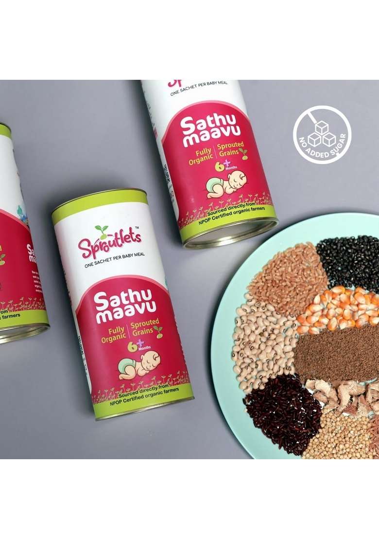 Sproutlets Sathu Maavu - 300 Gm Natural Organic Health Mix For Babies An Instantly Wholesome Sprouted Multigrain Flour Food Rich In Nutrients - Indya