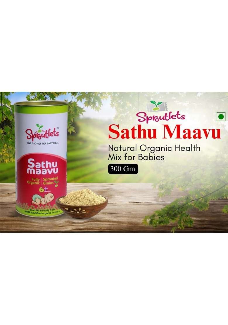Sproutlets Sathu Maavu - 300 Gm Natural Organic Health Mix For Babies An Instantly Wholesome Sprouted Multigrain Flour Food Rich In Nutrients - Indya