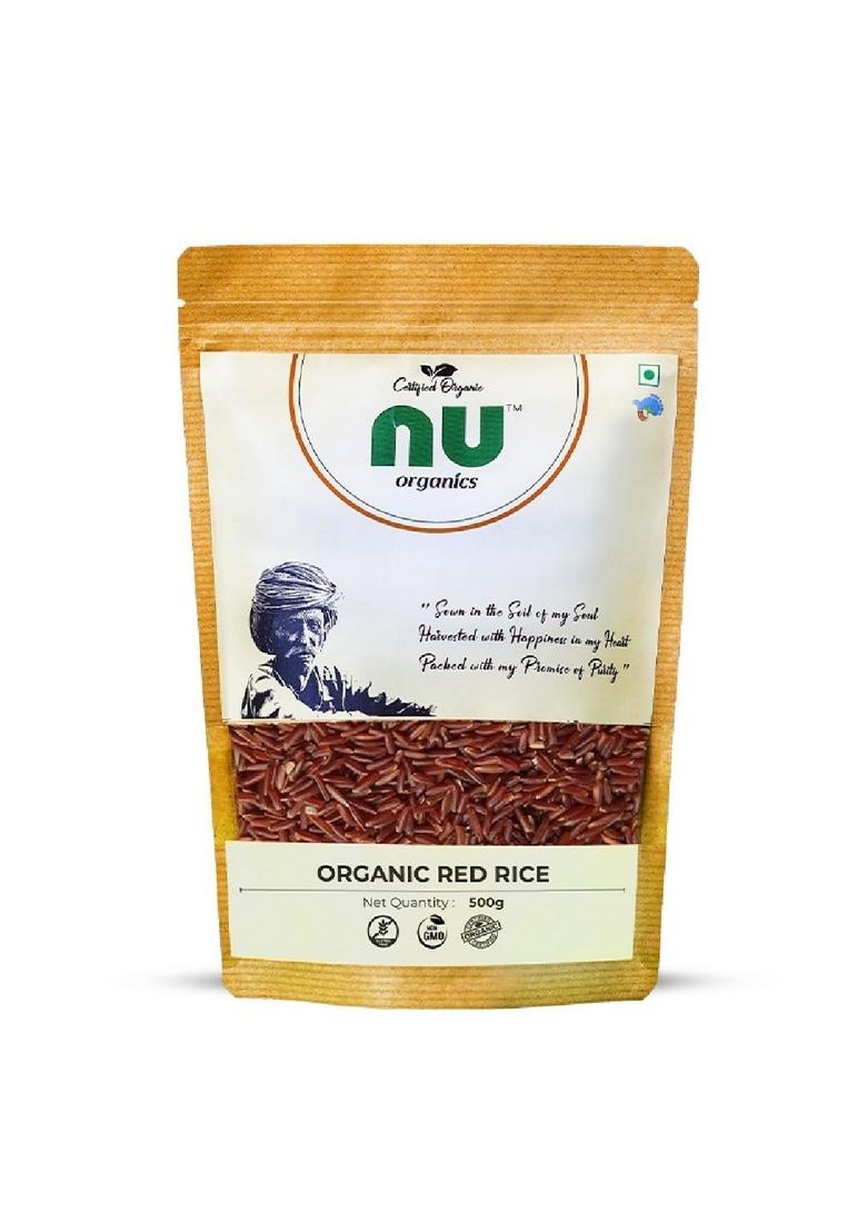 Nu Organics Red Rice 500G Organic, Whole Grain, Rich In Fiber & Antioxidants Supports Weight Management Heart Health,Laal Tinni Ka Chawal