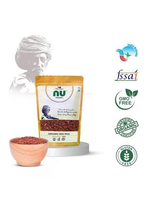 Nu Organics Red Rice 500G Organic, Whole Grain, Rich In Fiber & Antioxidants Supports Weight Management Heart Health,Laal Tinni Ka Chawal