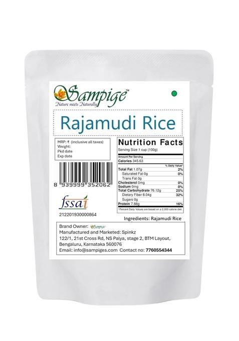 Sampige Rajamudi Authentic Rice -(900 Gram) Long Grain 100% Natural. Naturally Low Gi, High In Fibre. Helps Control Diabetes (900G)